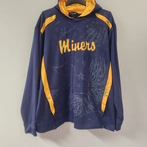 Holloway Miners Navy Blue Yellow‎ Graphic Hoodie Sweatshirt Size 2XL Fantic